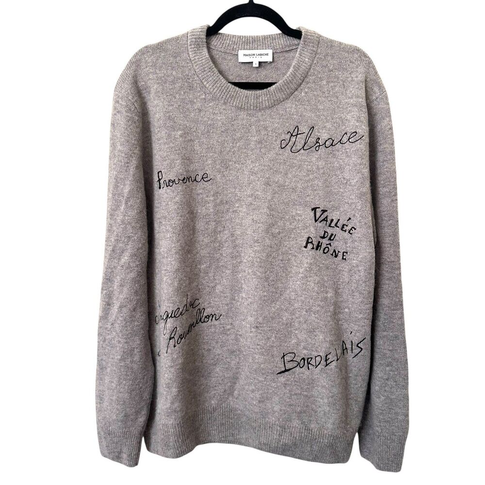 MAISON LABICHE Wool‎ France Embroidered Crewneck Gray Large